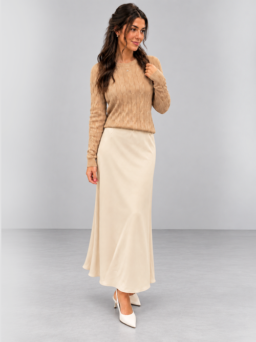 Mini Rose Cotton Cable Crew Sweater