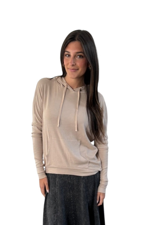 Bobi Hooded Long Sleeve Ribbed Tee