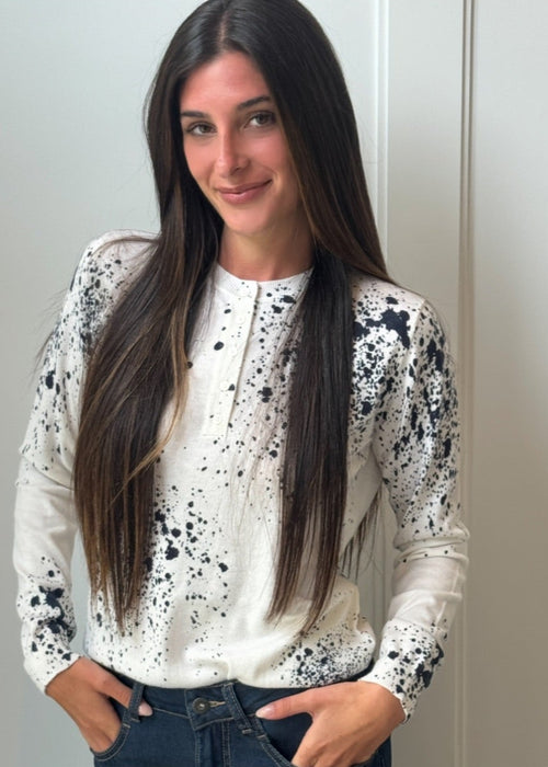 Supima Cotton Cashmere Paint Splatter Henley