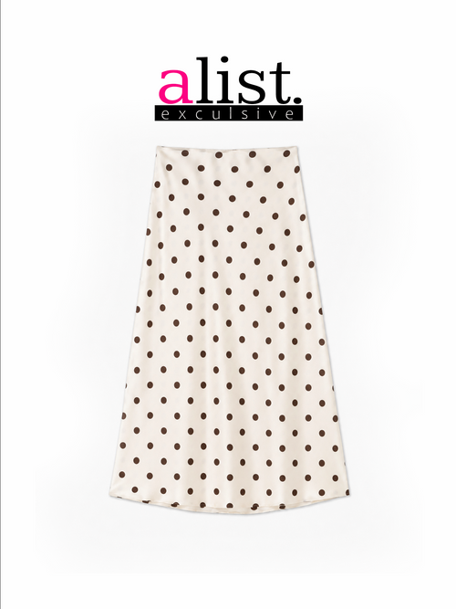 AList Slip Skirt in Ivory with Chocolate Polka Dots